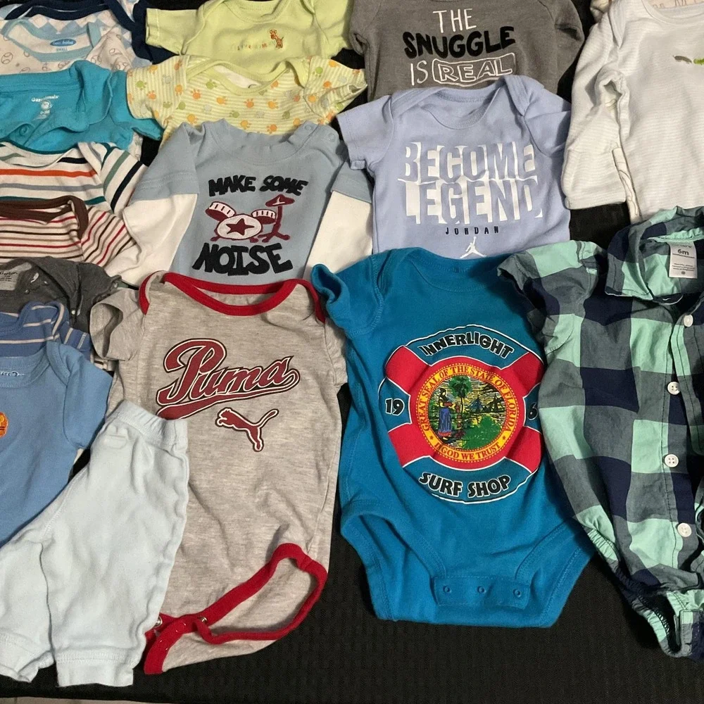 Mixed Brands Clothes Lot‎ Boys 0-6M Multicolor Bodysuits Pants Sweater 31pc